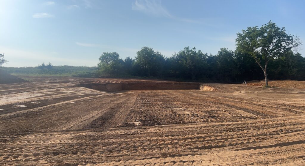 Excavation site with deep cut foundation area